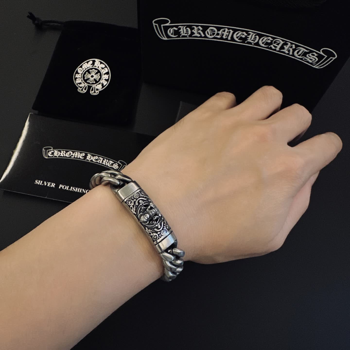 Chrome Hearts Silver Bracelet with Medallion